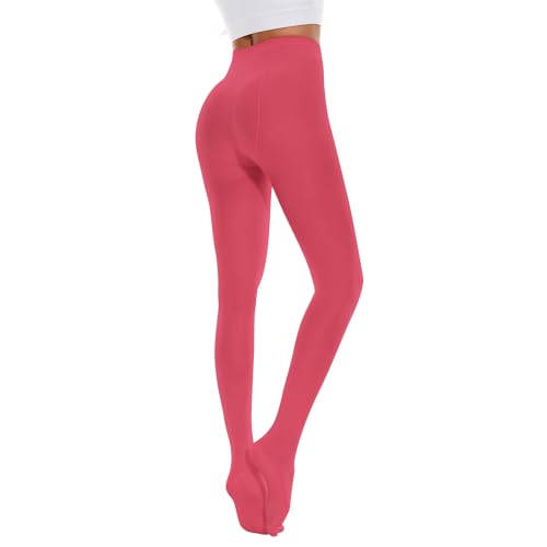 Image of American Trends Tights for Women, 80D Semi Opaque High Waisted Pantyhose, Footed Run Resistant Dance Tights Stockings