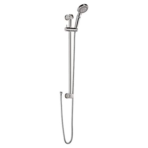 AquaSu Pitina Shower Set: 5 Jet Types, Water Stop Button and 10 cm Spray Plate, 150 cm Metal Shower Hose, 70 cm Shower Rod, Glider, Anti-limescale nubs, Gluing or Drilling 72303 9 70 cm - pitina Cover