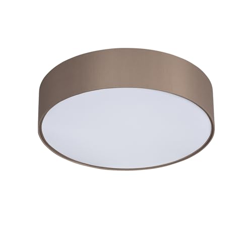 LEDKIA LIGHTING - Plafón Circular Tela Ø500 mm | Soporte hasta 3 Bombillas E27 | Ideal para Interiores | Diseño Versátil para Salas y Comedores | Marrón, Textil