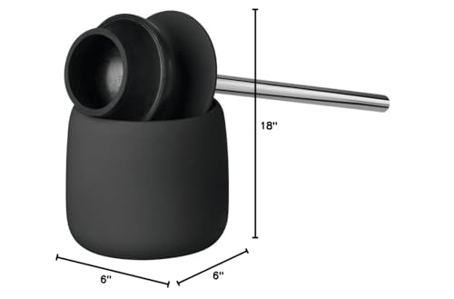 Image of blomus SONO Toilet Plunger with Decorative Holder - Ceramic Soft Touch with Stainless Handle - Modern Design - Black