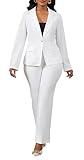 2 Piece Pant Suits for Women Business Casual Outfits Dressy Blazer Jackets and Pencil Pants Work Set White XL
