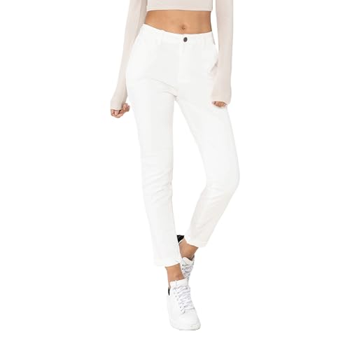 Nina Carter J250 damskie spodnie chinosy o średniej wysokości pasa Slim Fit stretch bawełniane – stylowe codzienne spodnie do noszenia na co dzień, L