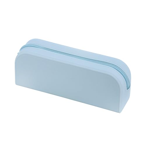 BRW Estojo Escolar Silicone Retangular 1 Ziper Azul Pastel