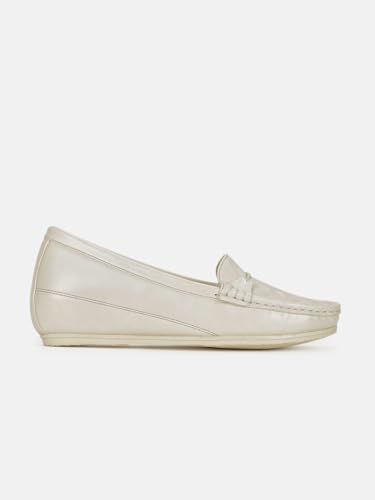 Image of Marc Loire Women Comfortable Textured Wedge Loafer Shoes Casual & Formal Footwear