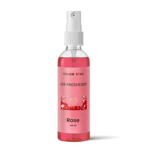 Image of YELLOW STAR Room Air Freshener Spray, Rose Fragrance (100ml) | Long Lasting Premium Rose Room Freshener for Home & Living Room | Odour Neutralizer