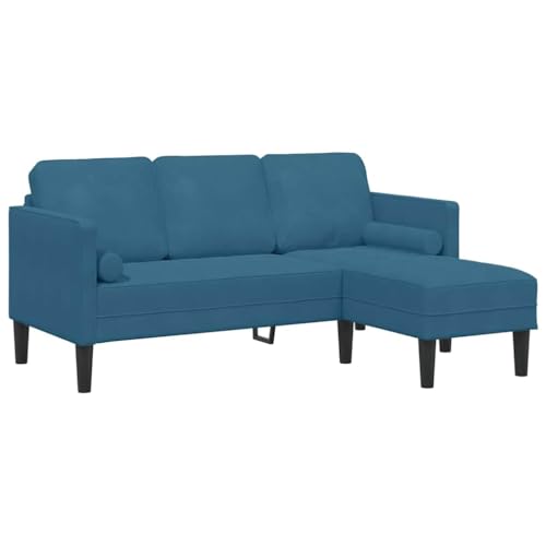 vidaXL Sofá de 3 plazas con Chaise Longue en L, tapizado Azul, diseño ergonómico. Ideal para la Sala de Estar, con un Estilo Moderno y cómodo. Es un sofá Acolchado, con un Marco Resistente y es impe