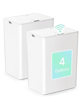 Cesun 2 Pack 4 Gallon Bathroom Trash Can with Lid, Small Automatic Trash Can, Touchless Motion Sensor Garbage Can, White Plastic Waste Basket for Bathroom, Bedroom, Toilet, Office, Rv