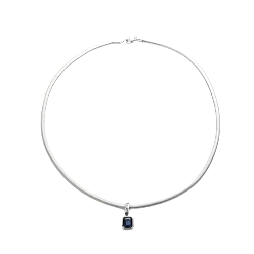 Collier punk hip-hop homme avec pendentif carré bleu mer en acier inoxydable gravé