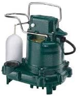 Zoeller 007917, Model 105 M53 Replacement Effluent Pump, Cast Iron, 1/3 HP, 115 Volts, 1 Phase, 9.7 Amps, 1-1/2" Discharge, 43 GPM Max, 19.25 ft Max Head, 9 ft Cord, Automatic