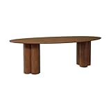 Plateau ovale sweeek - Table à Manger Ovale Bois d\'hévéa et placage chêne Noyer 8 Places 220cm - Leonore