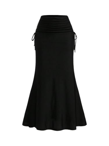 Plain High Waist Drawstring Pleated Long Skirt 2025 Fashion Skirts for Women