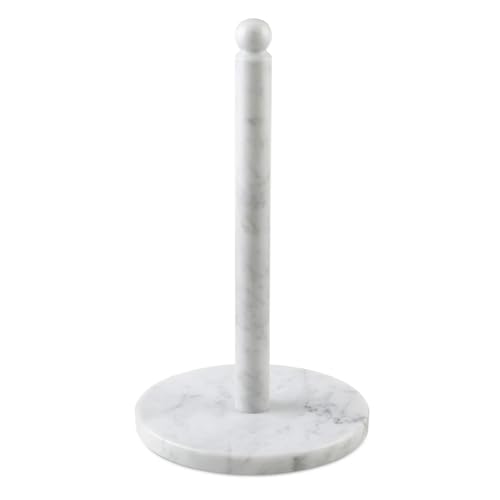 Koville Italian Marble Paper Towel Holder Countertop, Carrara Stone Paper Towel Holder Stand for Kitchen Storage, for Standard or Jumbo-Sized Rolls(Bianco Carrara)