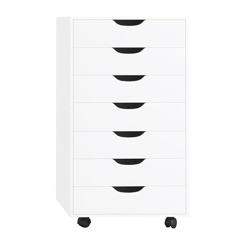 Image of Naomi Home Debbie Office File Cabinet with 7 Drawers, Rolling Storage Organizer for Home Office & Workspace