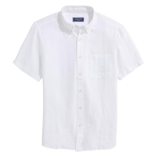 vineyard vines Men's Surfside Solid Linen Short Sleeve Shirt