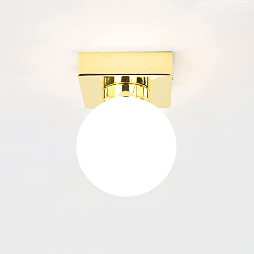 Plafonnier salle de bain boule métal verre doré 1x G9 variable salle de bain couloir plafonnier intérieur éclairage intemporel compact