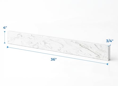 Image of Bathroom Vanity Sink Backsplash /Sidesplash (Engineered Carrara Marble, 4 inch x 36 inch)