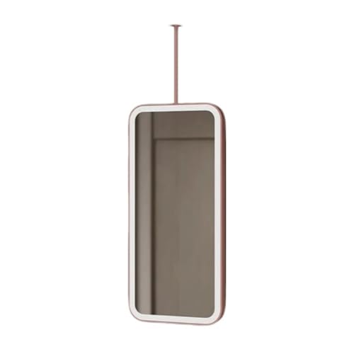 LEDライト付き長方形天井取り付け両面ミラー、360°回転可能な曇り止めバスルームミラー、3色調節可能な照明(カスタマイズ可能な吊り下げロッド)(Rose gold,60x100cm)