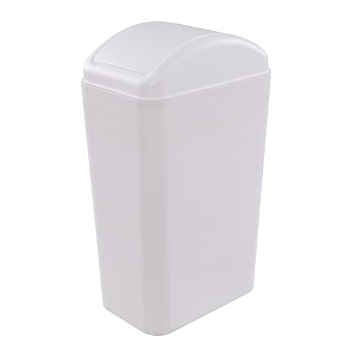 Caneca de basura rectangular con tapa basculante blanca 12 L