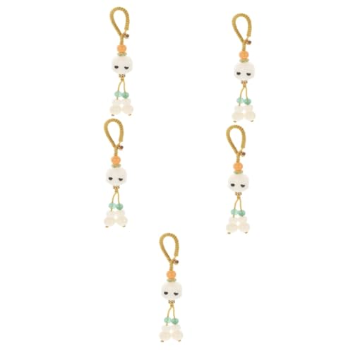 Pendentif Bodhi en jade blanc Lurrose : élégance artisanale pour cordon de téléphone portable