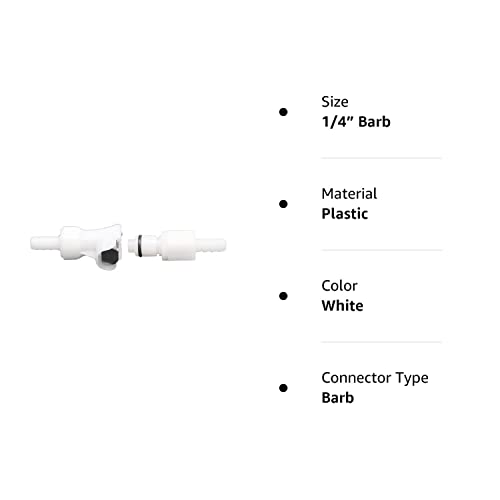 Plastic Hose Quick Connector with Shut-Off,Gas and Liquid Quick Connector check valve Beer Line Tubing Quick Disconnect (1/4” Barb)