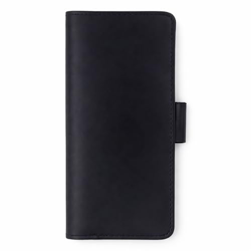 Image of Distressed Leather Checkbook Cover with Pen Holder - Handmade Executive Checkbook Wallet for Men, Women, Slim and Stylish Organizer (Black)