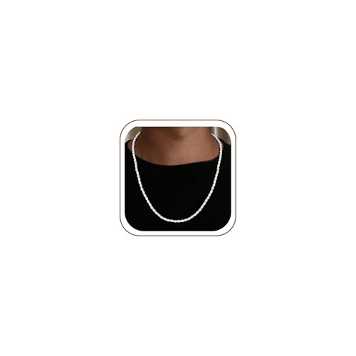 HIMSTORY Silver Chain for Men, 925 Sterling Silver Diamont Cut 3mm Rope Chain for Men Dainty Silver...