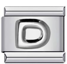 Image of Mon & Sons A - Z Embossed Silver Letter Initial Name Alphabet Personalised Birthday 9mm Italian Link Compatible With Modular Bracelet (D Silver)