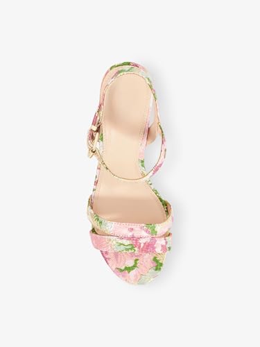 Floral Heels for Women Round Open Toe Chunky Block Heel Ankle Strap Heeled Sandals Summer Dressy Party Shoes Heels4