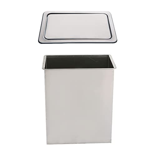 Cubo De Basura Integrado Con Tapa Cubo De Basura Integrado En La Encimera Con Tapa De Aleta De Equilibrio Cubo De Basura Cuadrado Acero Inoxidable 304 Cepillado Abatible Para Cocina,S
