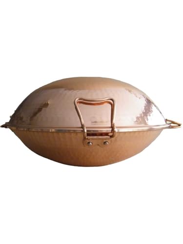 Portuguese Copper Cataplana Steamer Pot, Hand-Hammered Traditional Seafood Cooking Vessel, 11-13.25 Inch, Tin-Lined (11" (27 cm): 3.3 quarts / 3.2 liters)
