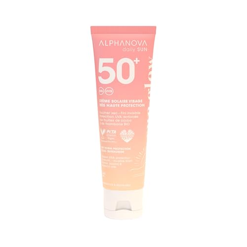 ALPHANOVA DAILY SUN - Crème Solaire Visage SPF50+ SUN GLOW - Invisible - Protection UVA renforcée - protection anti-taches et anti rides - Texture non grasse - 50ml