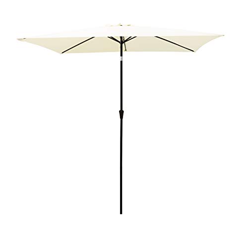Photo 1 of **MISSING BOTTOM POLE**PARTS ONLY**
FLAME and SHADE 6.5 x 10 ft Rectangular Outdoor Patio and Table Umbrella with Tilt - Ivory