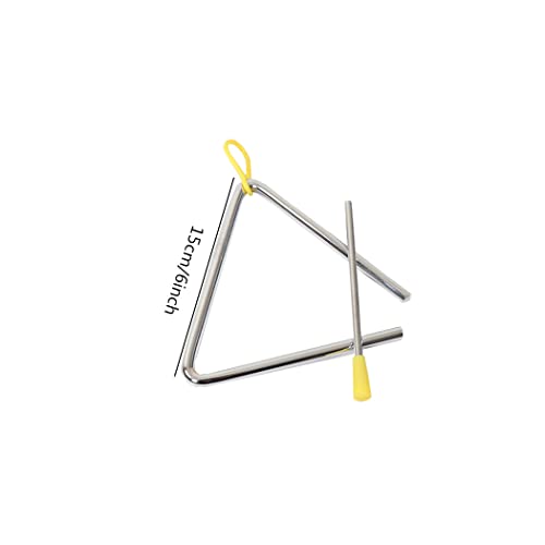 5\" Musical Steel Triangle with Striker, 6\" Hand Percussion Music Triangles Instrument 5 Inch 6 Inch for Music Learning Practicing Enlightenment (2 Pack)
