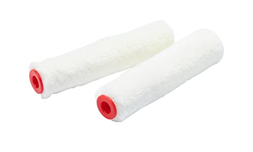 Paquete de 2 mini rodillos de mohair brillante de 4 pulgadas ProDec para un acabado liso con pinturas brillantes y satinadas, barnices y tintes de madera en rodapiés, alféizares de ventanas, puertas