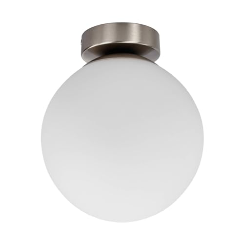Lindby Plafonnier Salle De Bain Lennie à intensité variable (Moderne) en Blanc Verre e. a. pour de bain (1 lampe,à E27), WC Luminaire Lampe Plafond Eclerage