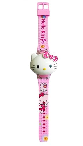 SHURAYA4 Pink Hello Kitty Digital Glowing Watch for Girls, Band Color:Multicolor, Dial_Red Birthday Christmas Gift