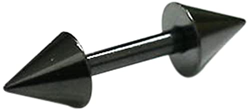 【ブラック ツイストスパイク ボディピアス 16G】 コーン/スパイク 軟骨用/ピアス/レディース(4mm×6mm)