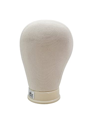 Tmx Canvas Mannequin Wig Head Display 100% Cork For Wig Making, Weave, (22" Circumference, 10" Long, 1" Mount Hole) (Light Skin Color) #TOP2