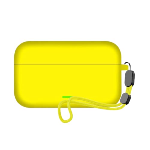 Image of Anvique Silicone Case Cover for Realme Buds T500 Pro, Shockproof Protective Earbuds Cover with Keychain Hook, Anti-Scratch Soft Silicone Skin, Full Body Protection Case (Yellow Lanyard)