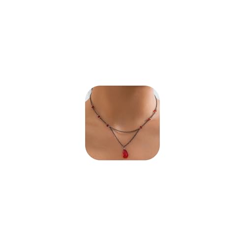 Collier gothique sang femme ras de cou noir superposé bijoux punk rock grunge esthétique vampire