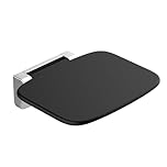 Heuffe Siège de Douche Ergonomique Ultra-Fin Rabattable Mural - 160kg Portée Max, Tabouret Anti-Dérapant pour Personnes Âgées et Handicapées, Noir