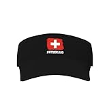 Novelty Switzer Switzerland Flag Sport Sun Visor Hat Men Women Ball Caps Empty Top Baseball Cap Sun Hats for Golf Walking Black
