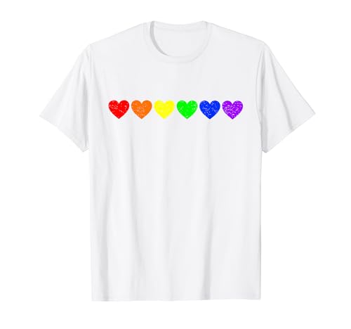 Colorido Corazones Arco Iris Gay Lesbianas Orgullo Mes LGB Camiseta
