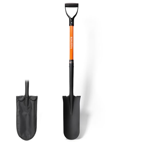 KOLEIYA 45-Inch Heavy Duty Orange Fiberglass Handle Drain Spade Shovel.Sharp Shooter Digging Shovel for Gardening,Planting and Trenching.Durable Spade Shovel for Heavy Duty Digging and Drainage