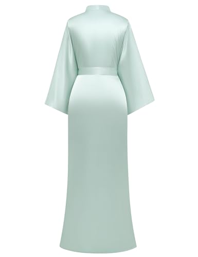 Image of PRODESIGN Satin Kimono Robe Women Long Silky Kimono Bathrobe Sleepwear Wedding Bridesmaid Robe