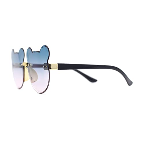 Kids Childs Rimless Teddy Bear Shape Bevel Lens Plastic Sunglasses3