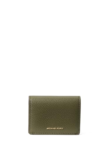 Michael Kors Estojo para cartão Jet Set com aba pequena, ferragens douradas/couro seixo/hera