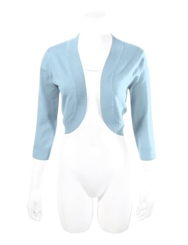 Image of Allsense Women's 3 /4 Sleeve Bolero Shrug for Dresses | Open Front Cropped Cardigan, Lightweight Knit Dress Cover Up