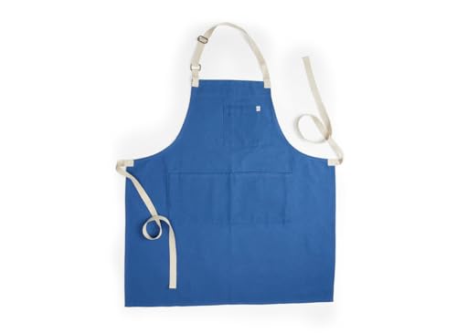 Image of Misen Chef Apron - Blue, Adjustable & Versatile - Comfortable, Durable, Easy to Clean - Machine Washable & Non-Chlorine Bleach - Two Words: Pocket Towels - Kitchen & Restaurant Aprons with Pockets