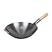 Luxshiny Wok PAN Z Drewnianą I Stalową Obsługą Uchwytu Tradycyjnego Chińskiego Japońskiego Wok Nonstick WOK Patelnia Odpowiednia Do Indukcji Elektrycznych I Pieców Gazowych